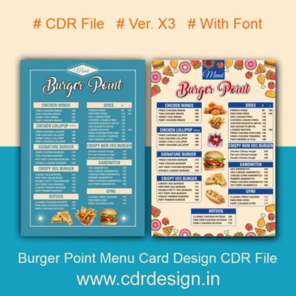 Burger Point Menu Card Design CDR File