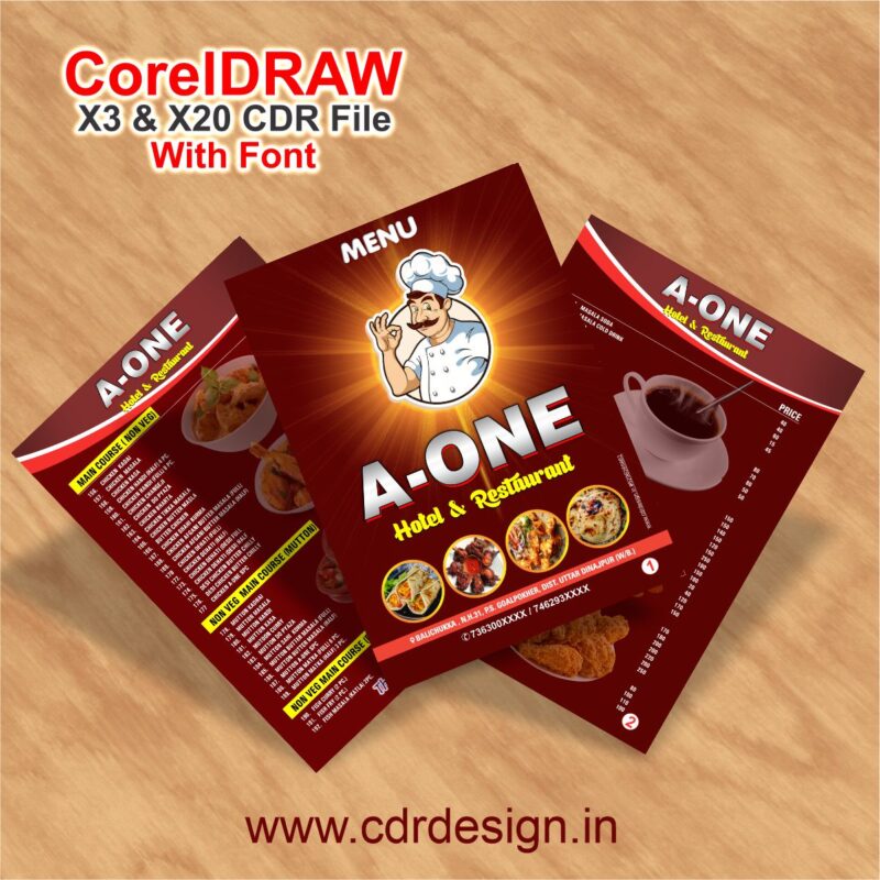 Menu Card Design CDR File