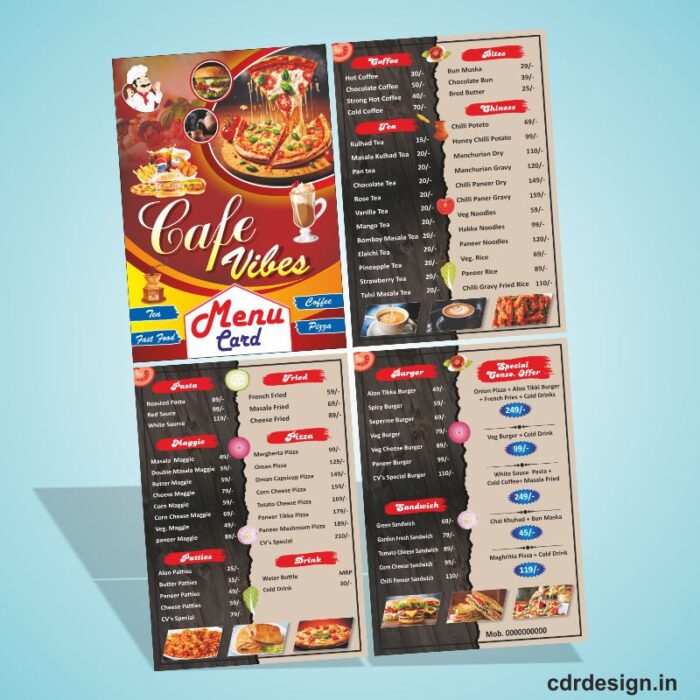Fast Food Menu Card Design CDR File