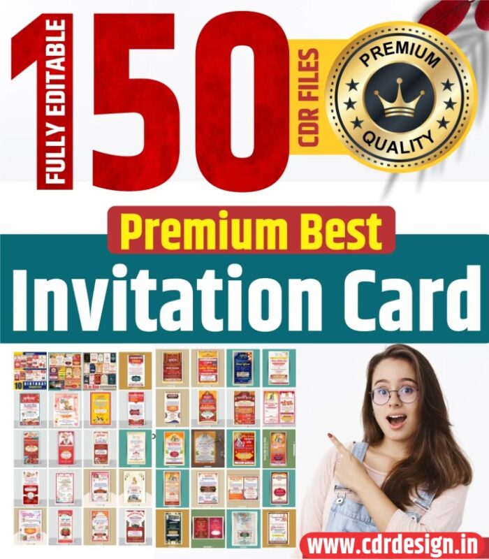 150 invitation card Design Bundle CDR File