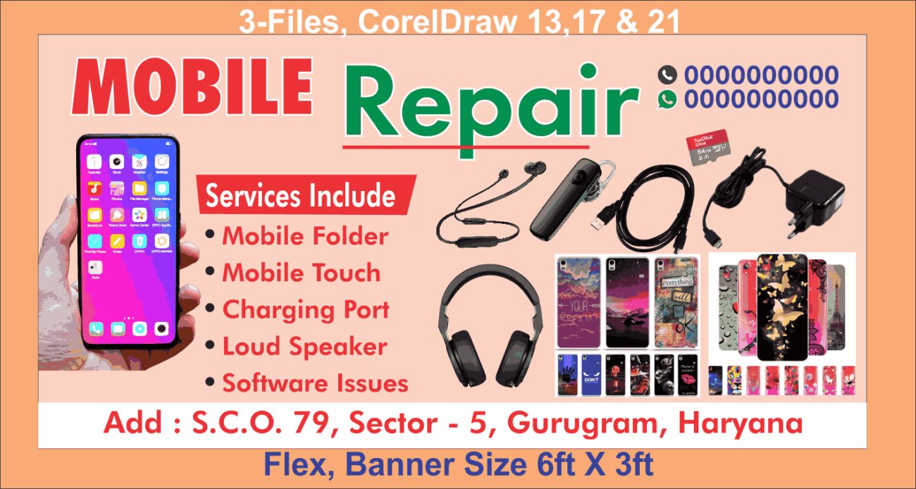 Mobile Accessories & Repair Shop Flex Banner CDR File