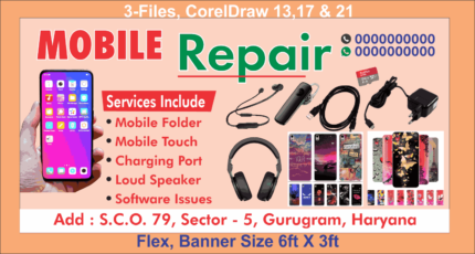 Mobile Accessories & Repair Shop Flex Banner CDR File