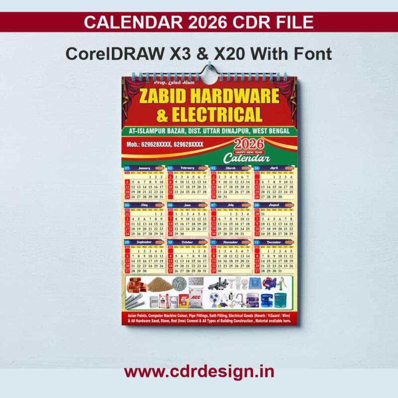 Calendar 2026 Design CDR File