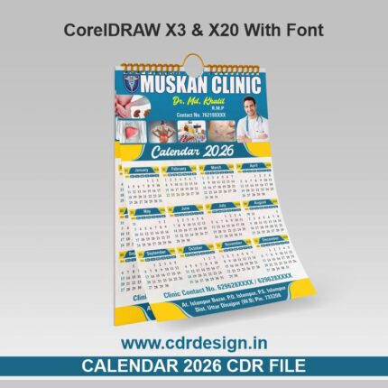 Doctor Clinic Calendar 2026 Design CDR File