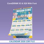 Doctor Clinic Calendar 2026 Design CDR File