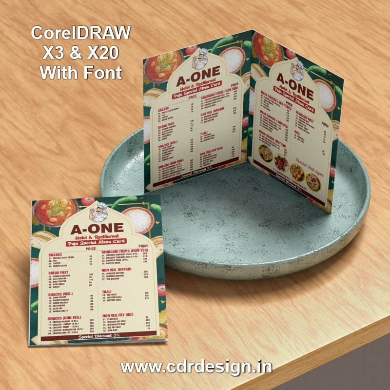 Restaurant & Hotel Menu Card Design CDR File