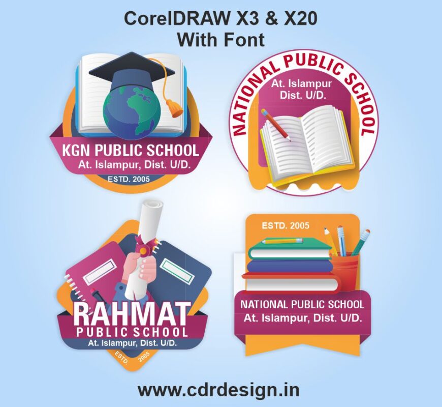 School Logo 4 Design CDR File