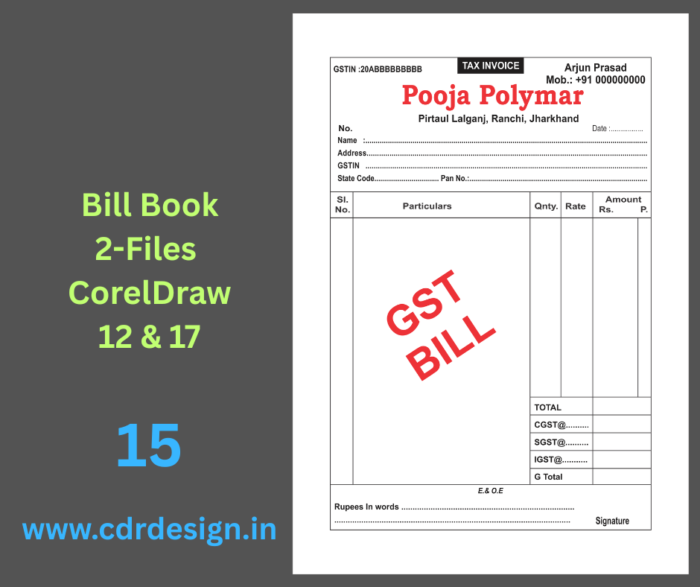 Jewellery Bill Book CDR File - cdrdesign.in