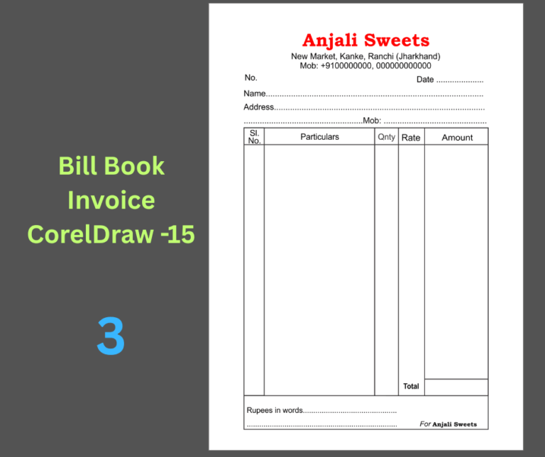 Sweet Shop Bill Book CDR File - cdrdesign.in