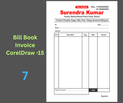 Furniture Shop Bill Book CDR File