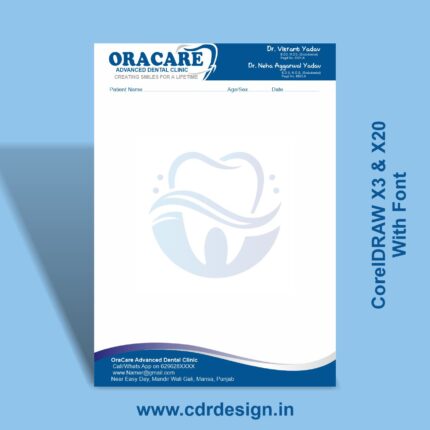 Dental Letterhead Design CDR File || DR Pad Design CDR File