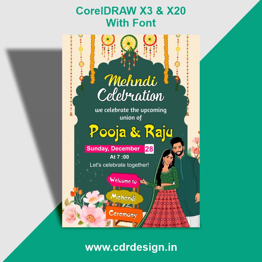 Mehndi Invitation Card & Flex Design CDR File Mehndi Invitation Card & Flex Design CDR File