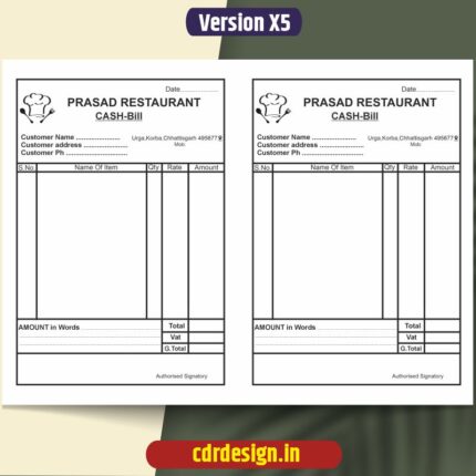 Restaurant Billbook CDR File