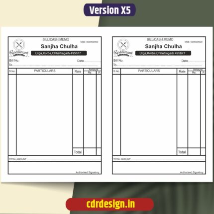 Hotel Bill book Black & White CDR File