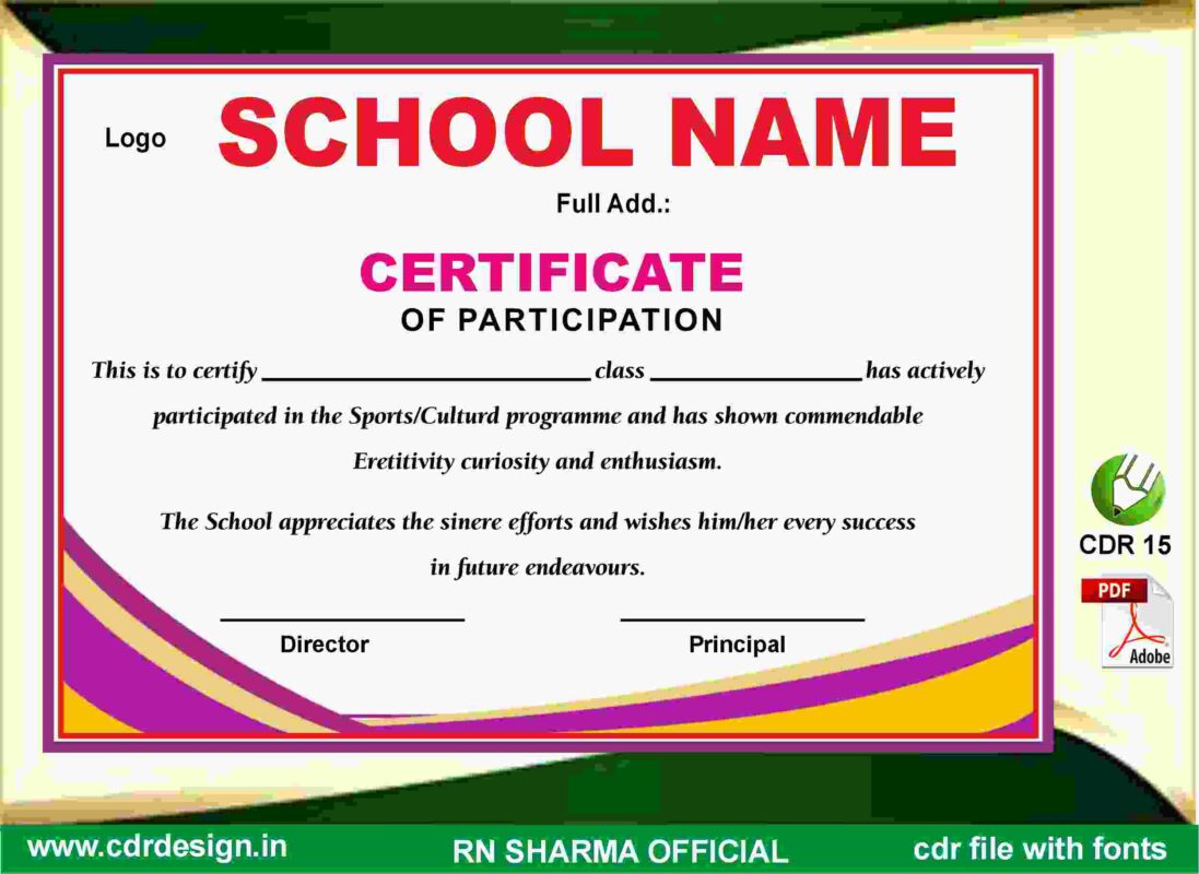 CERTIFICATE DESIGN School & Coaching CDR & PDF
