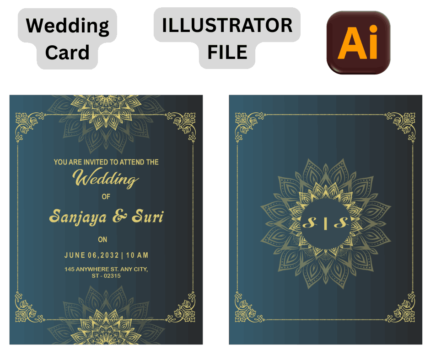 Colored Wedding Card Illustrator file