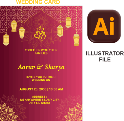 Colored Wedding Card Illustrator file