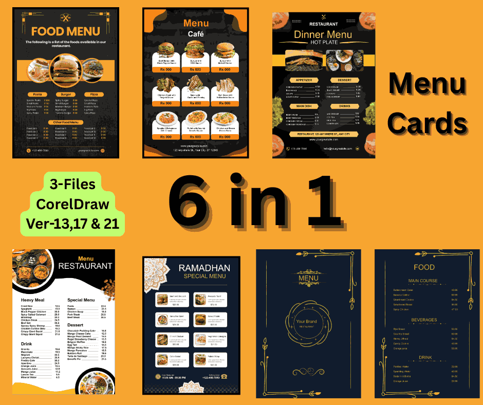 Menu Card Bundle CDR File