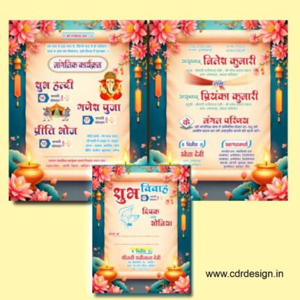 Multicolour Shadi Card for Hindu CDR File