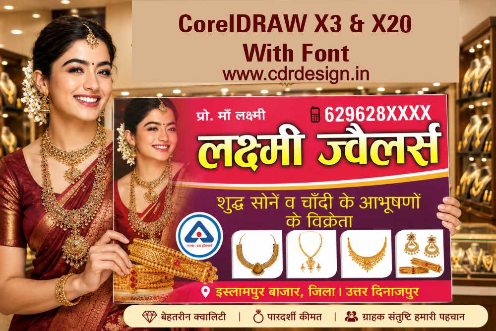 Laxmi Jewellers Visiting Card & Banner CDR File