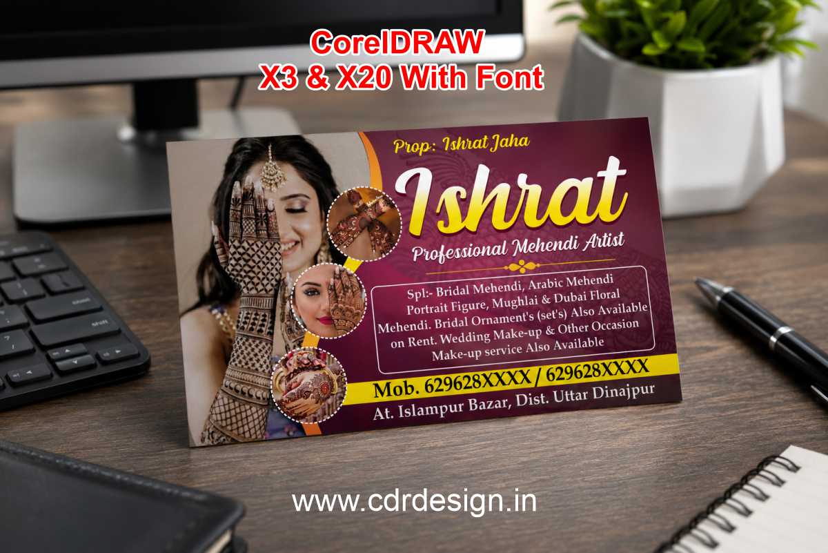 Professional Mehendi Artist Visiting Card CDR File