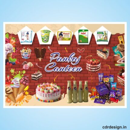 Restaurant wall wallpaper flex design cdr file