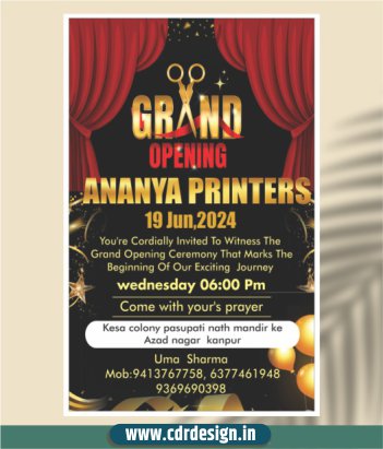 Grand Opening Printing Shop Invitation Card Design Template