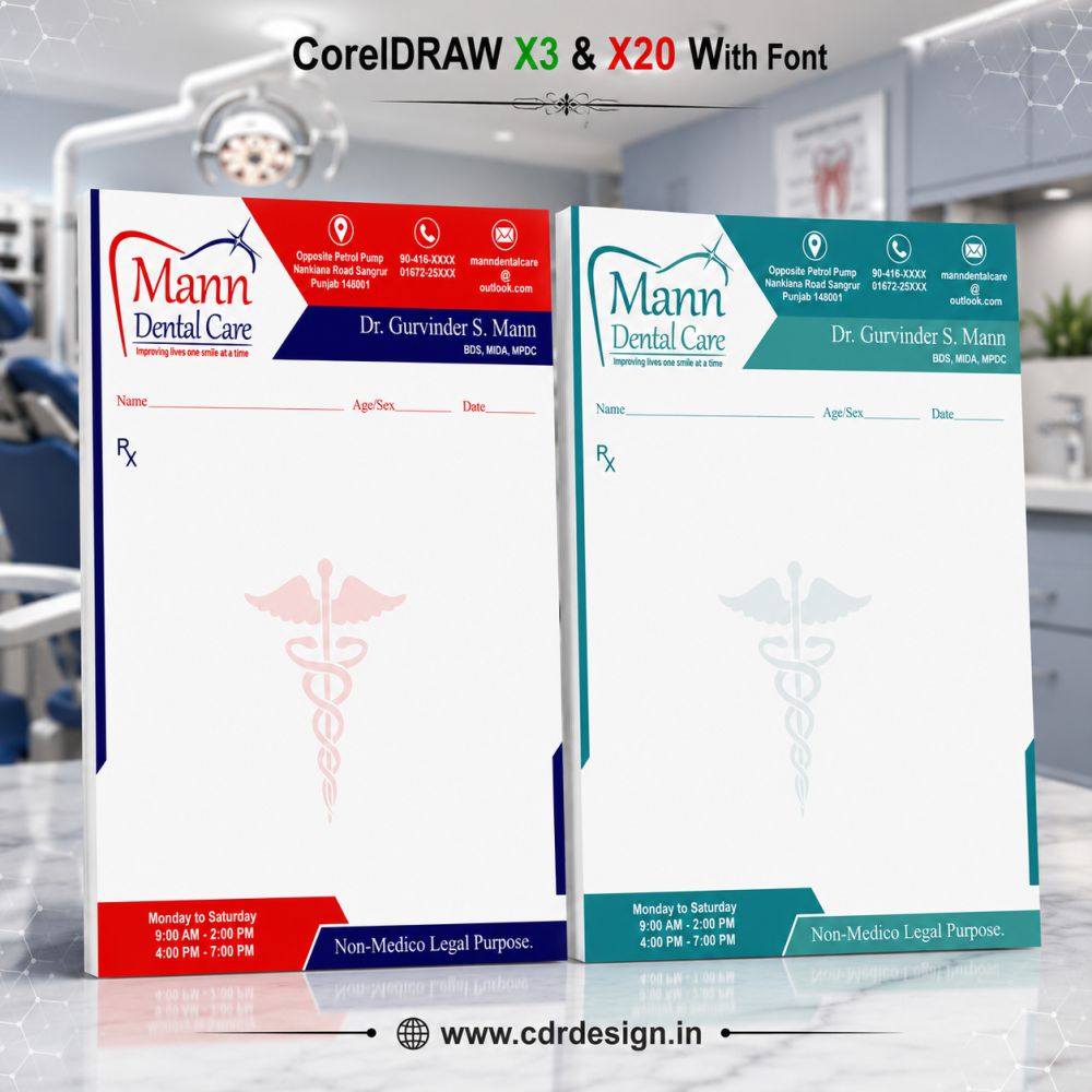 Dental Letterhead Design CDR File Dental Letterhead Design CDR File