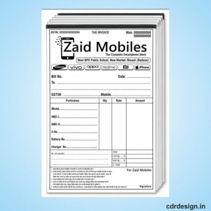 Mobile center GST invoice design cdr file