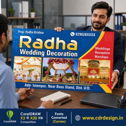 Radha Wedding Decoration Visiting Card CDR File