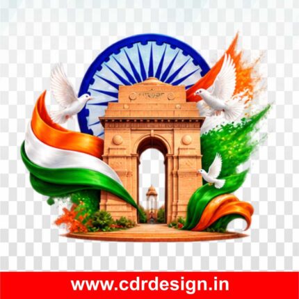 india gate with flag