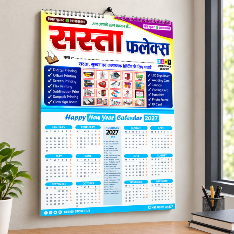 2027 Calendar CDR File | Full Editable Calendar Design | CorelDRAW Print Ready