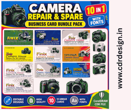 10-in-1 Camera Repair & Spare Parts Business Cards Bundle | CorelDRAW CDR Templates
