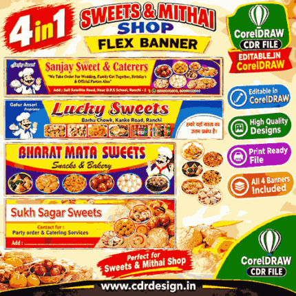 Mithai Shop Flex Banner Designs Bundle